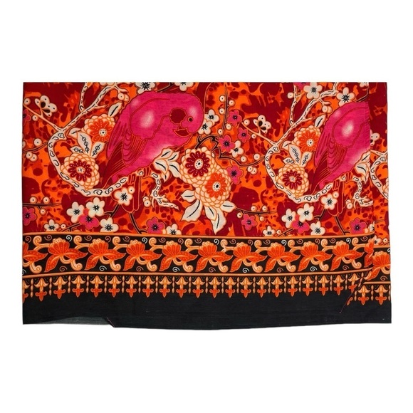 Handmade Bohemian Floral Parrot Print Maxi Skirt Multicolor Drawstring Waist - Picture 5 of 16